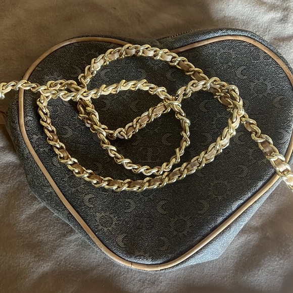 - El Portal brown leather heart shaped gold leather chain shoulder bag - Picture 5 of 5